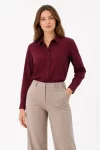 Uzun Kol Gömlek Düğmeli Klasik Yaka Günlük Ve Ofis Şıklığına Uygun – Bordo