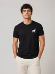 Erkek Minimal Geyik Logolu Tişört Bisiklet Yaka Kısa Kol Yazlık T-Shirt – Siyah