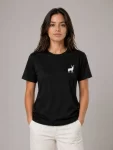Minimal Geyik Logolu Tişört Bisiklet Yaka Kısa Kol Yazlık T-Shirt – Siyah