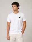 Erkek Minimal Geyik Logolu Tişört Bisiklet Yaka Kısa Kol Yazlık T-Shirt – Beyaz