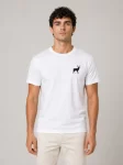 Erkek Minimal Geyik Logolu Tişört Bisiklet Yaka Kısa Kol Yazlık T-Shirt – Beyaz