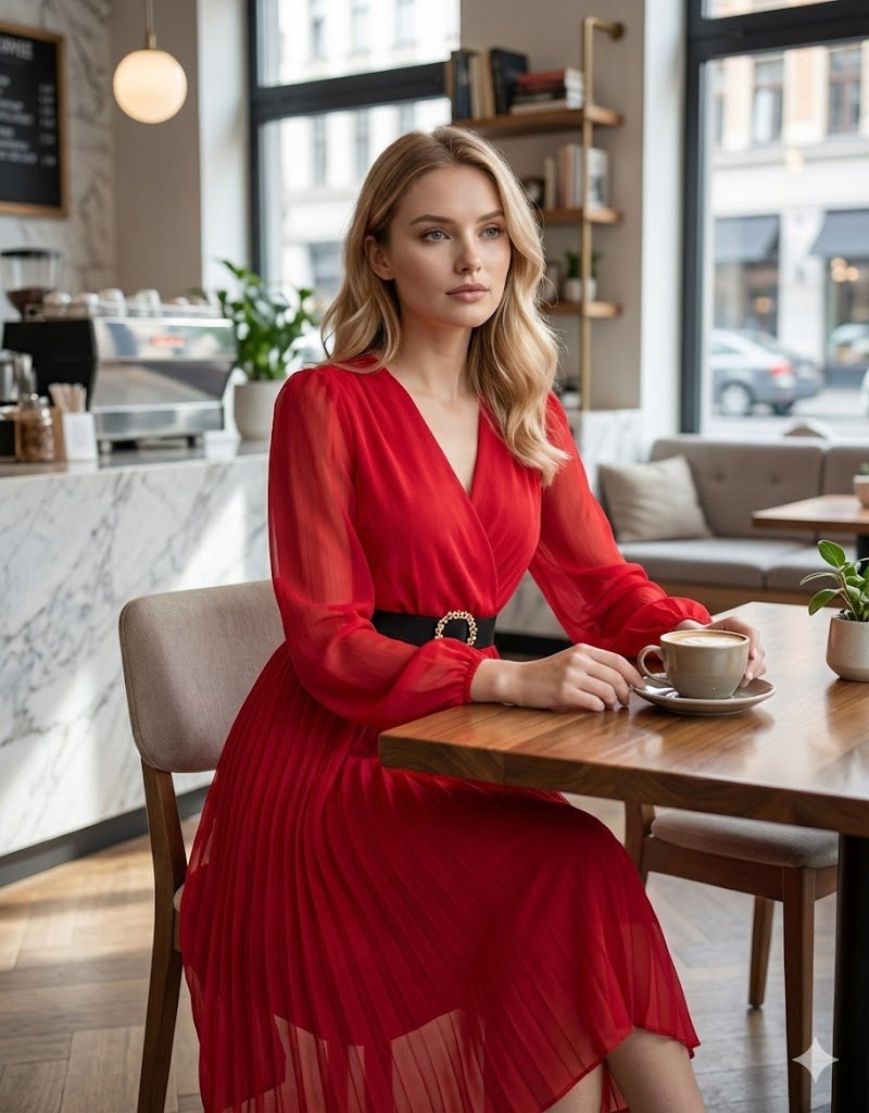 Kadın şifon Kumaş Astalı Kloş Kesim Kruvaze Yaka Midi Boy Elbise Kadın şifon Kumaş Astalı Kloş Kesim Kruvaze Yaka Midi Boy Elbise