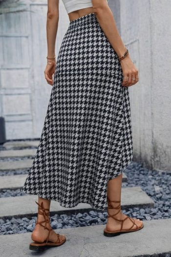 Kadın Yüksek Bel çiçek Desenli önü Asimetrik Detaylı Uzun Süprem Etek