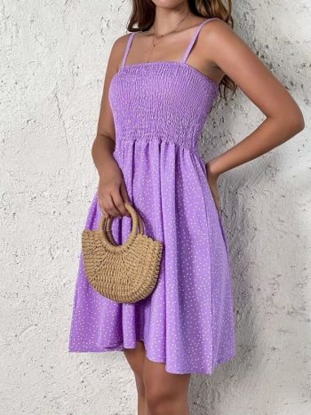 Kadın Ip Askılı Gipeli Desenli Kısa Süprem Elbise