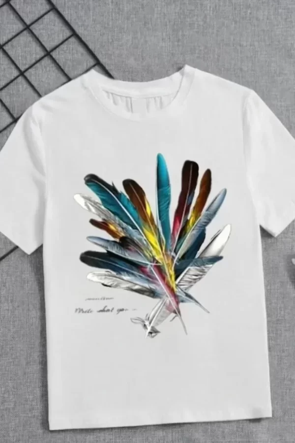 Kız Çocuk Baskılı T-Shirt - Beyaz