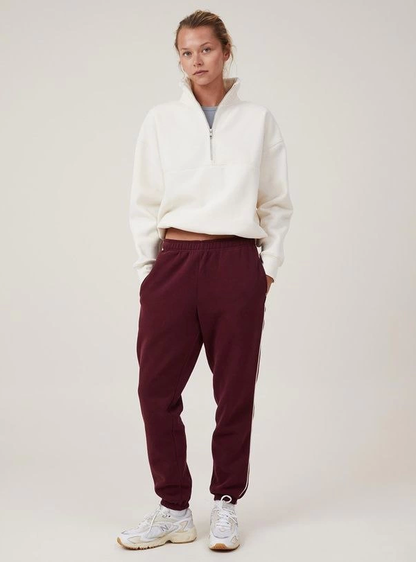 Oversize Yarım Farmuarlı Yakalı Basic SweatShirt - Beyaz