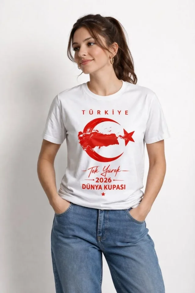 TÜRKİYE Ay Yıldız 2026 Dünya Kupasi Taraftar Forma T-Shirt - Beyaz TÜRKİYE Ay Yıldız 2026 Dünya Kupasi Taraftar Forma T-Shirt - Beyaz