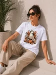 Balkabağı Hayalet Baskılı Tişört Kısa Kol Yazlık T-Shirt – Beyaz