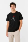 Erkek Kore Parmak Kalp Aşk Temalı Minimal Baskılı Tişört Yazlık Kısa Kol T-Shirt – Siyah