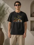 Erkek Motosiklet Baskılı Tişört Bisiklet Yaka Kısa Kol Yazlık T-Shirt – Siyah
