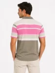 Erkek Flamlı Penye Çizgili Polo Yaka Tişört Kısa Kol Yazlık T-Shirt – Gri