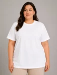 Battal Big Size Basic Tişört Bisiklet Yaka Rahat Kalıp T-Shirt – Beyaz