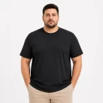 Erkek Battal Big Size Basic Tişört Bisiklet Yaka Rahat Kalıp T-Shirt – Siyah