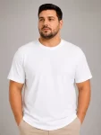 Erkek Battal Big Size Basic Tişört Bisiklet Yaka Rahat Kalıp T-Shirt – Beyaz