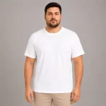 Erkek Battal Big Size Basic Tişört Bisiklet Yaka Rahat Kalıp T-Shirt – Beyaz