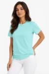 T-Shirt Bisiklet Yaka Slim Fit Likralı Tişört Günlük Basic Body – Turkuaz