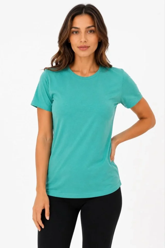 Basic Tişört Bisiklet Yaka Kısa Kol Günlük Yazlık Slim Fit T-Shirt - Su Yeşili Basic Tişört Bisiklet Yaka Kısa Kol Günlük Yazlık Slim Fit T-Shirt - Su Yeşili