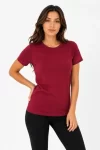 Basic Tişört Bisiklet Yaka Kısa Kol Günlük Yazlık Slim Fit T-Shirt – Bordo