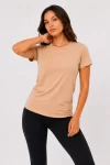 Basic Tişört Bisiklet Yaka Kısa Kol Günlük Yazlık Slim Fit T-Shirt – Bej