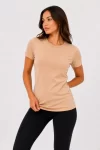 Basic Tişört Bisiklet Yaka Kısa Kol Günlük Yazlık Slim Fit T-Shirt – Bej