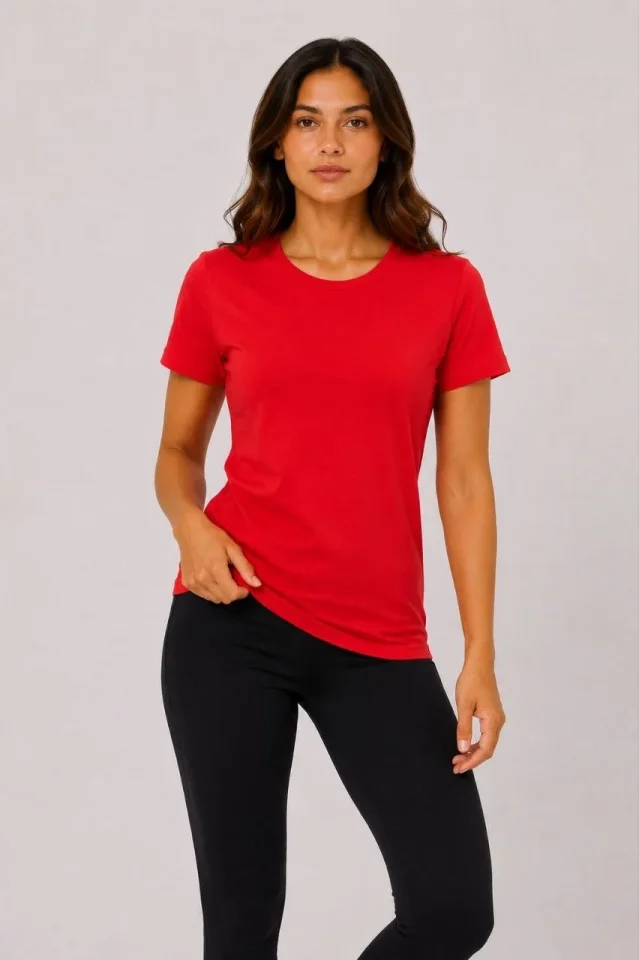 Basic Tişört Bisiklet Yaka Kısa Kol Günlük Yazlık Slim Fit T-Shirt - Kırmızı Basic Tişört Bisiklet Yaka Kısa Kol Günlük Yazlık Slim Fit T-Shirt - Kırmızı