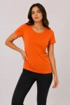 Basic Tişört Bisiklet Yaka Kısa Kol Günlük Yazlık Slim Fit T-Shirt – Turuncu