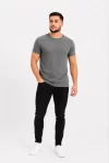 Erkek Basic Tişört Bisiklet Yaka Kısa Kol Günlük Yazlık Slim Fit T-Shirt – Antrasit