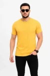 Erkek Basic Tişört Bisiklet Yaka Kısa Kol Günlük Yazlık Slim Fit T-Shirt – Sarı