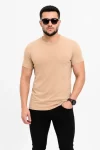 Erkek Basic Tişört Bisiklet Yaka Kısa Kol Günlük Yazlık Slim Fit T-Shirt – Bej