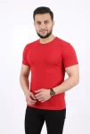 Erkek Basic Tişört Bisiklet Yaka Kısa Kol Günlük Yazlık Slim Fit T-Shirt – Kırmızı