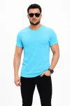 Erkek Basic Tişört Bisiklet Yaka Kısa Kol Günlük Yazlık Slim Fit T-Shirt – Açık Mavi