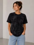 Yıkamalı Washed Effect Tişört Bisiklet Yaka Sokak Stil Kısa Kol T-Shirt – Siyah Marketplace