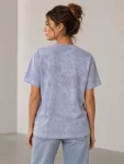 Yıkamalı Washed Effect Tişört Bisiklet Yaka Sokak Stil Kısa Kol T-Shirt – Gri