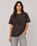 Yıkamalı Washed Effect Tişört Bisiklet Yaka Sokak Stil Kısa Kol T-Shirt – Siyah