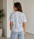 Batik Desenli Tişört Bisiklet Yaka Kısa Kol Regular Fit T-shirt – Gri