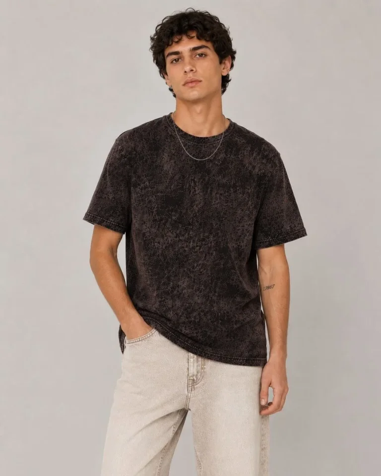 Erkek Yıkamalı Washed Effect Tişört Bisiklet Yaka Sokak Stil Kısa Kol T-Shirt - Füme Erkek Yıkamalı Washed Effect Tişört Bisiklet Yaka Sokak Stil Kısa Kol T-Shirt - Füme
