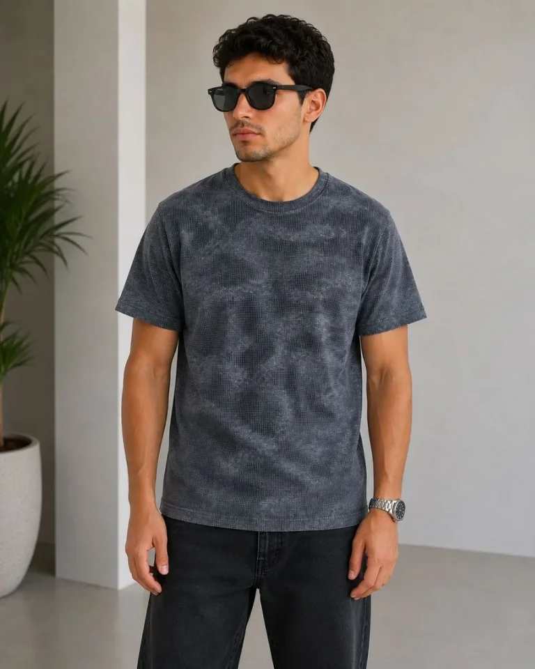 Erkek Batik Desenli Tişört Bisiklet Yaka Kısa Kol Regular Fit T-shirt - Füme Erkek Batik Desenli Tişört Bisiklet Yaka Kısa Kol Regular Fit T-shirt - Füme