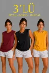 3’lü Kolsuz Sporcu Atlet Seti Yazlık Bisiklet Yaka – Siyah