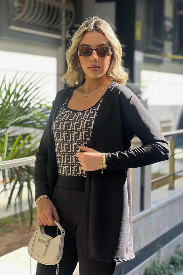 Kadın Uzun Kollu Krep üçlü Takım