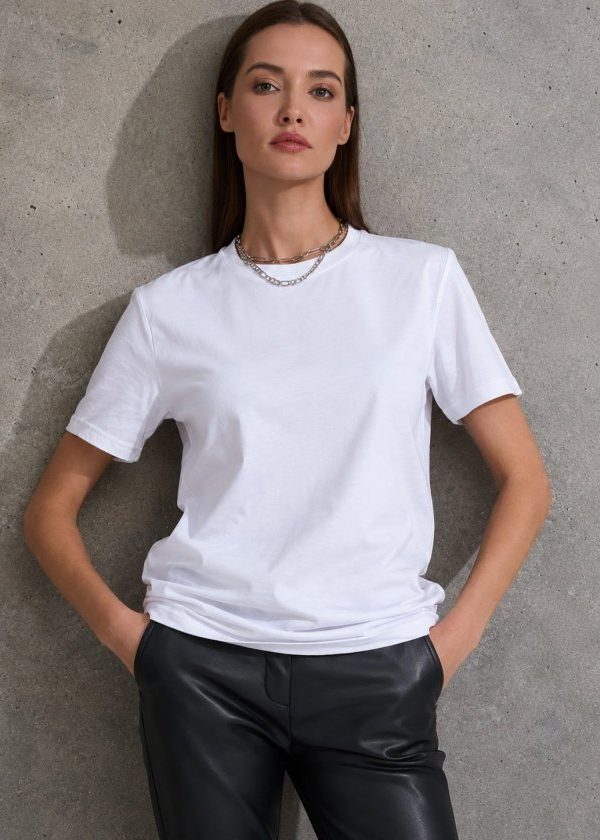 Unisex Kısa Kollu Bisiklet Yaka Basic Viskon Bluz