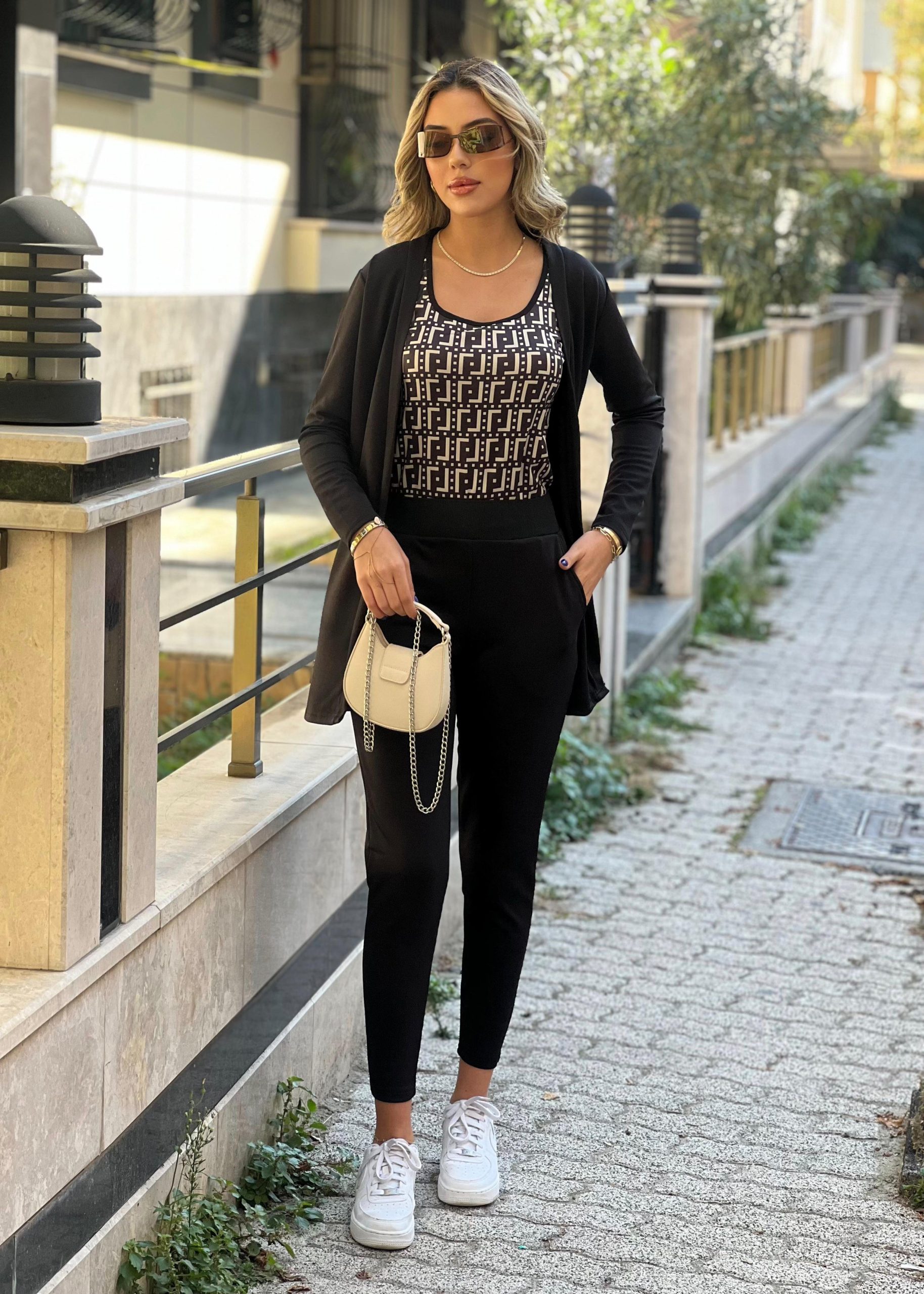 Kadın Uzun Kollu Krep üçlü Takım - Görsel 2