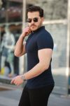 Erkek Hakim Yaka Dokuma Pamuklu Kumaş Kısa Kollu T-shirt Marketplace