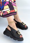 Gwon Siyah Cilt Dolgu Topuk Sandalet Marketplace