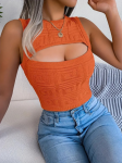Kadın Askılı Bisiklet Yaka Güpüs Dekolteli Triko Crop Bluz Marketplace