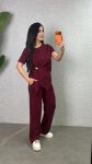 Kadın Kısa Kollu Bisiklet Yaka Yandan Toka Detaylı Viskon Iki Iplik Bluz Ve Pantolon Ikili Takım Marketplace