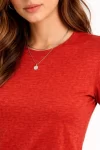 Flam Kumaş Melanj Dokulu Regular Fit Tişört Bisiklet Yaka Yazlık T-Shirt – Kiremit Marketplace