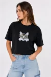 Kedi Baskılı Oversize Crop Tişört Salaş Basic Yarım Kol T-shirt – Siyah Marketplace