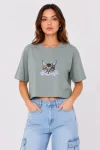 Kedi Baskılı Oversize Crop Tişört Salaş Basic Yarım Kol T-shirt – Mint Yeşili Marketplace