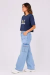 Kedi Baskılı Oversize Crop Tişört Salaş Basic Yarım Kol T-shirt – Lacivert Marketplace