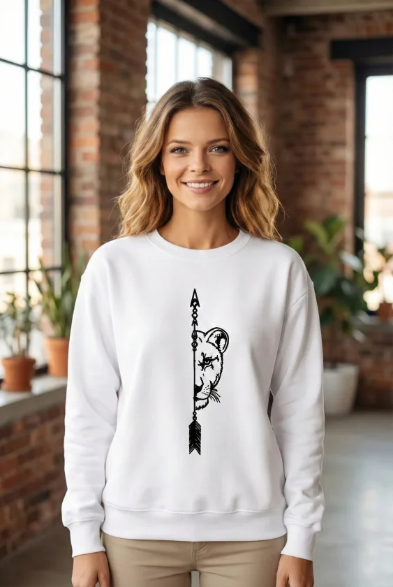 Sevgililer Günü Baskılı Oversize Bisiklet Yaka Sweatshirt - Beyaz - Görsel 2